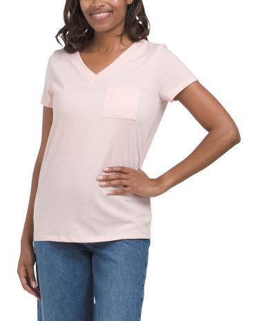 Short Sleeve V-neck Top With Chest Pocket for Women | Polyester/Spandex Product Image