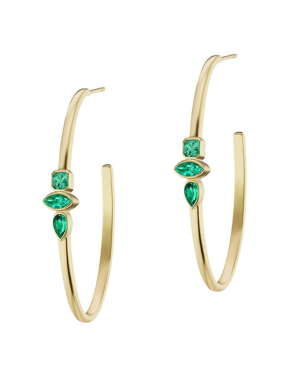 Womens Stx & Stones 18K Yellow Gold & Emerald Hoop Earrings Product Image