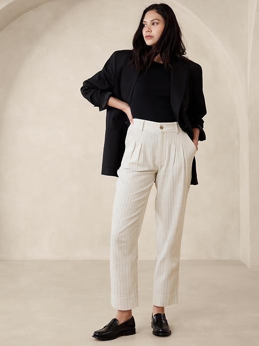 Linen-Blend Herringbone Pleated Pant product image