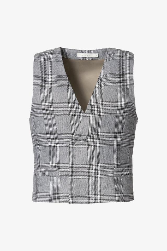 Plaid Suit Vest - Black/Grey Product Image