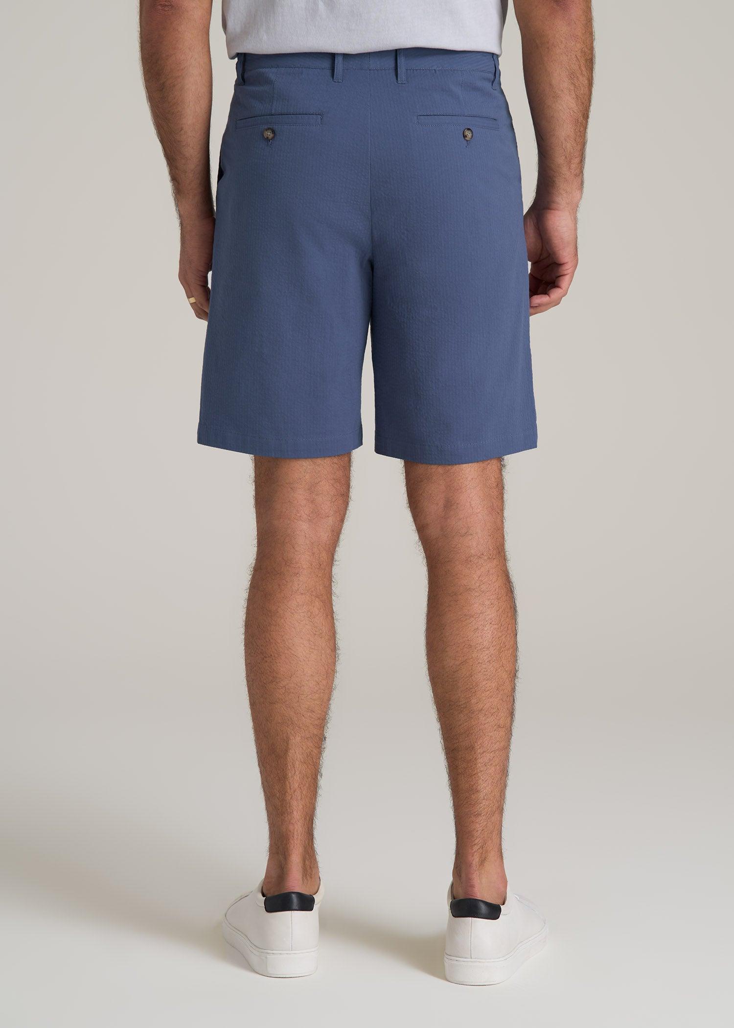 Seersucker Shorts for Tall Men in Steel Blue Male Product Image