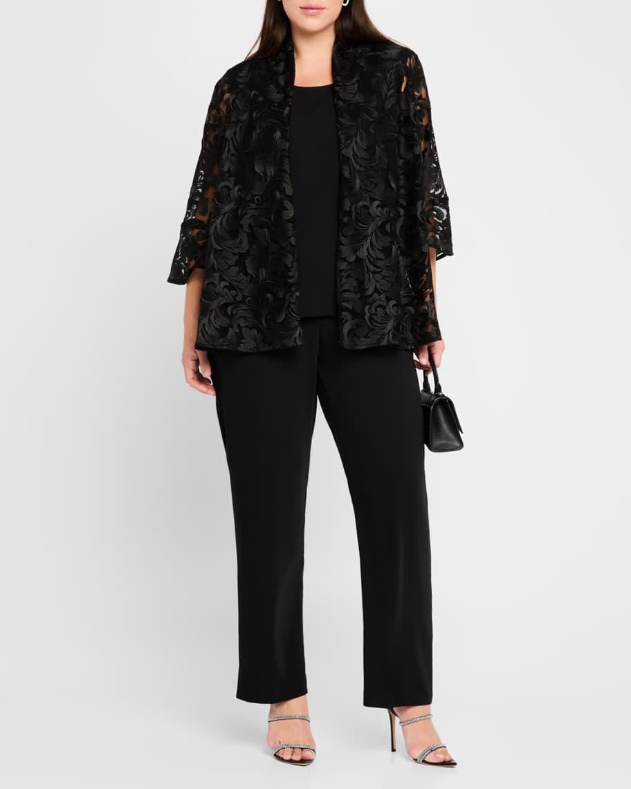 Plus Size Embroidered Sheer Lace Soft Jacket Product Image