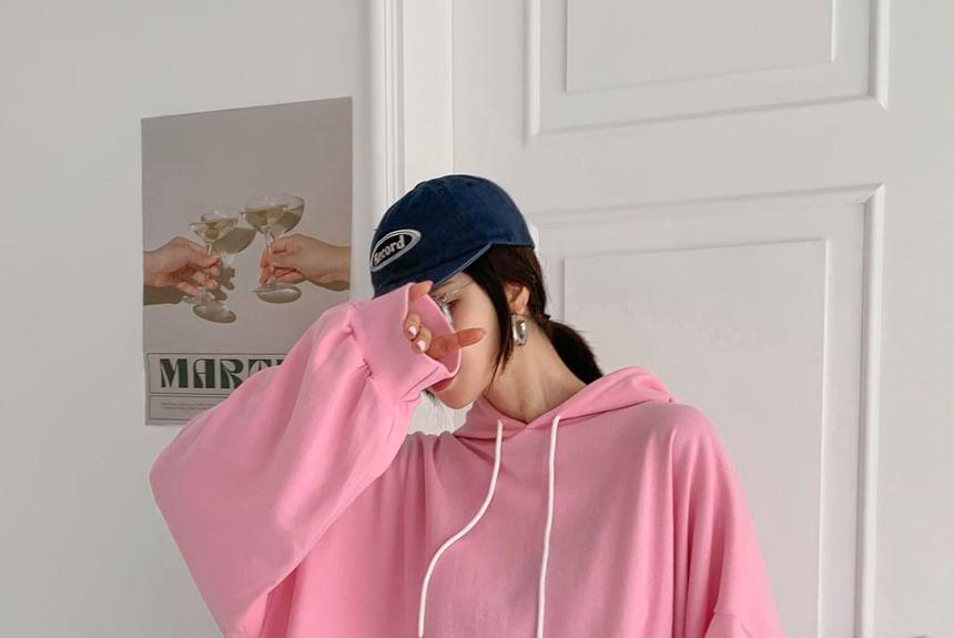 Plain Loose-Fit Hoodie Product Image