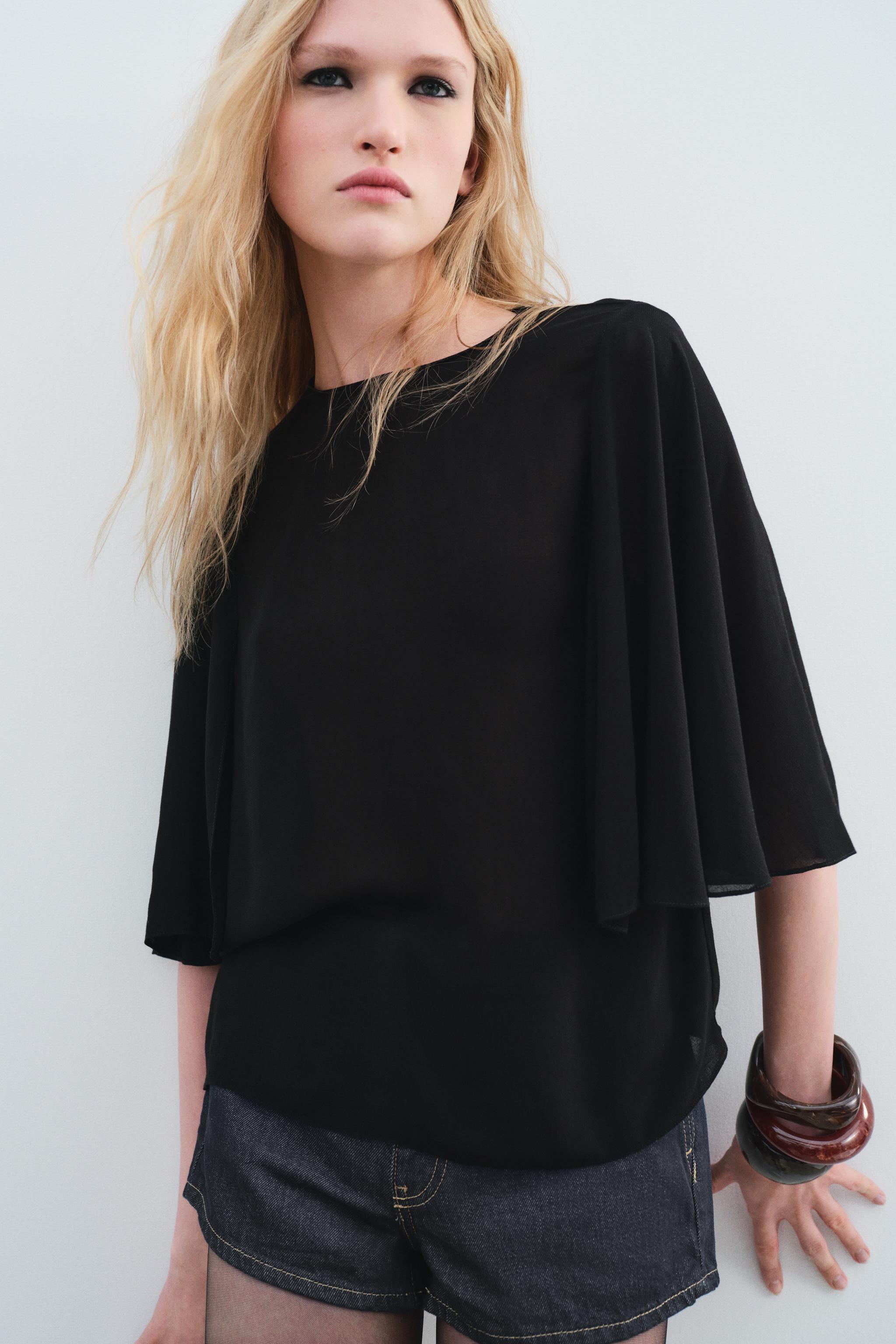 FLOWY CAPE BLOUSE ZW COLLECTION Product Image