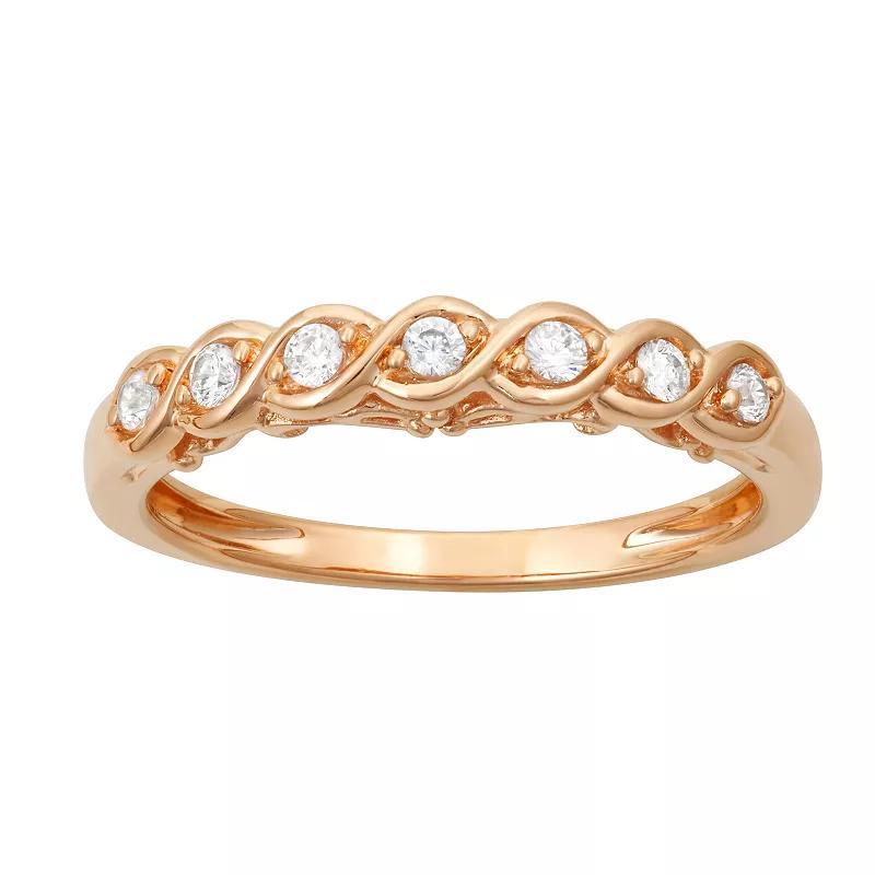 Simply Vera Vera Wang 14k Gold 1/7 ct. T.W. Diamond Twist Wedding Ring, Womens, 14k Pink Product Image