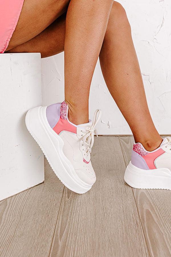 The Avianna Faux Leather Sneaker In Pink Product Image