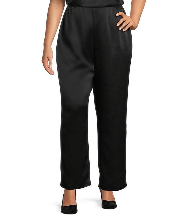 Caroline Rose Plus Size Satin Straight-Leg Pull-On Coordinating Pant Product Image