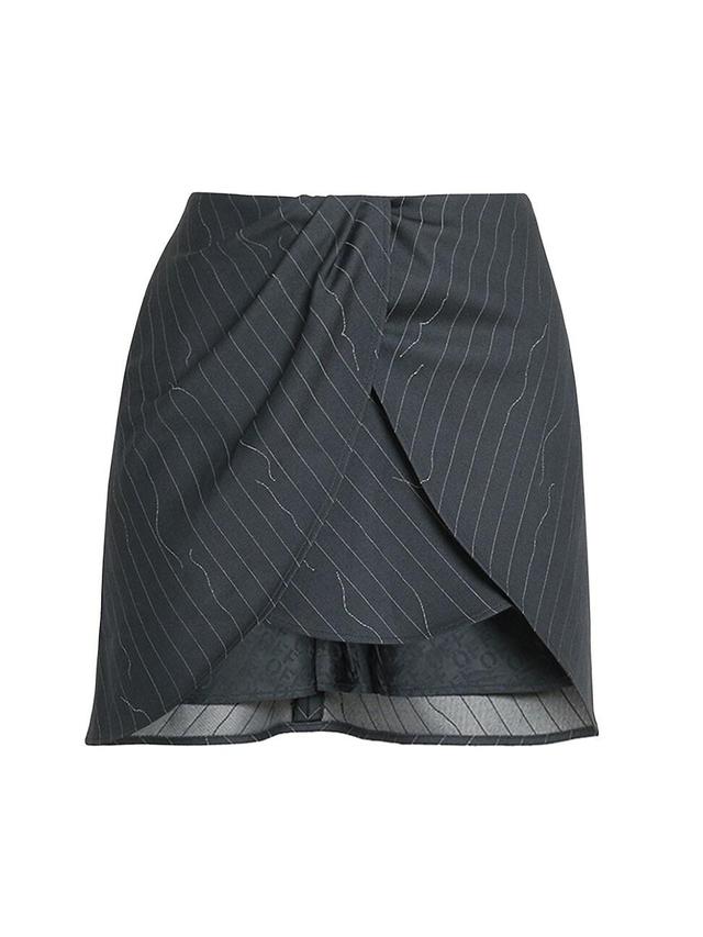 Womens Twisted Pinstriped Wool-Blend Miniskirt Product Image