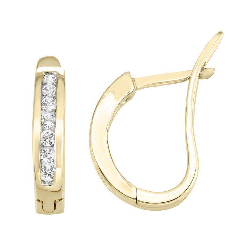 10k Gold 1/4 Carat T.W. Diamond Huggy Hoop Earrings, Womens, White Product Image