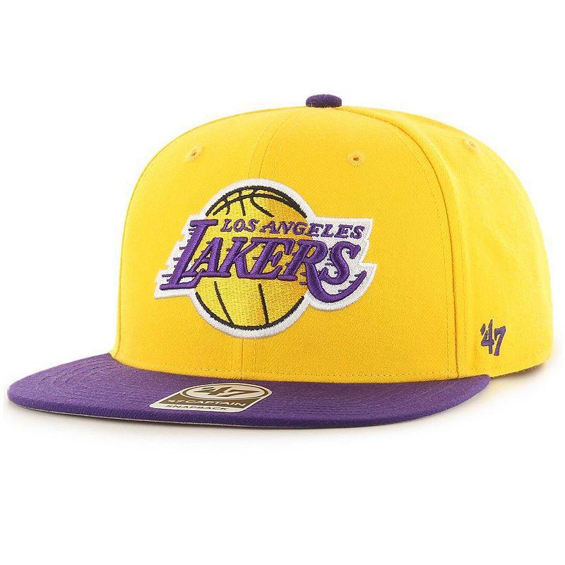 Mens 47 /Purple Los Angeles Lakers Two-Tone No Shot Captain Snapback Hat Product Image