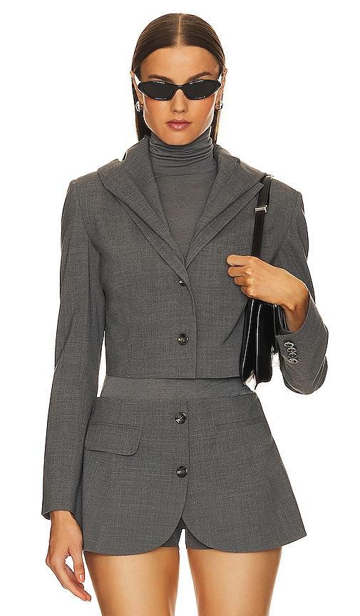 Light Wool Cropped Blazer With Hood Product Image