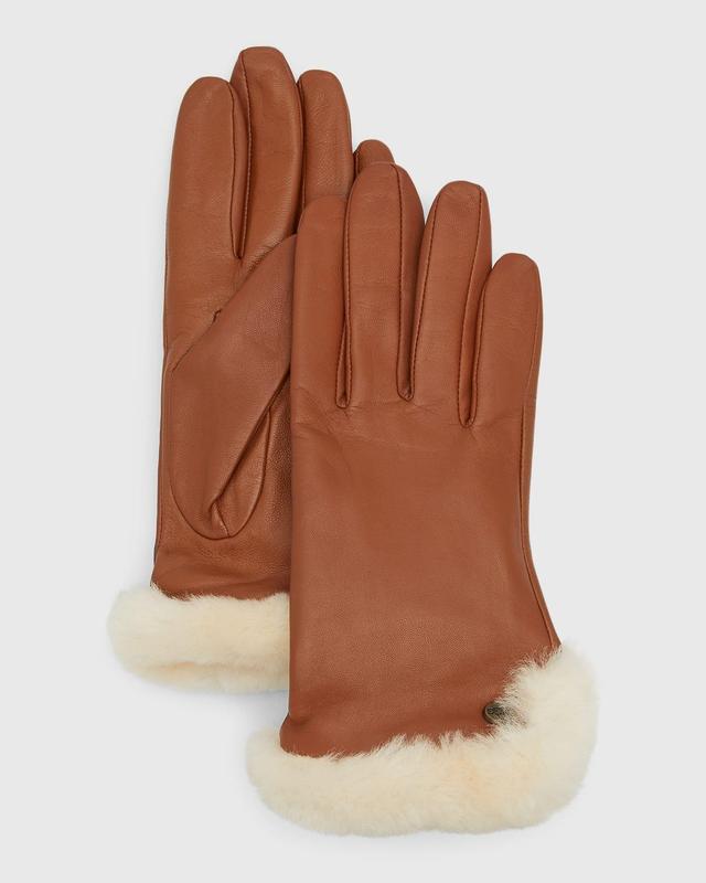 Womens Shearling-Trimmed Leather Gloves Product Image