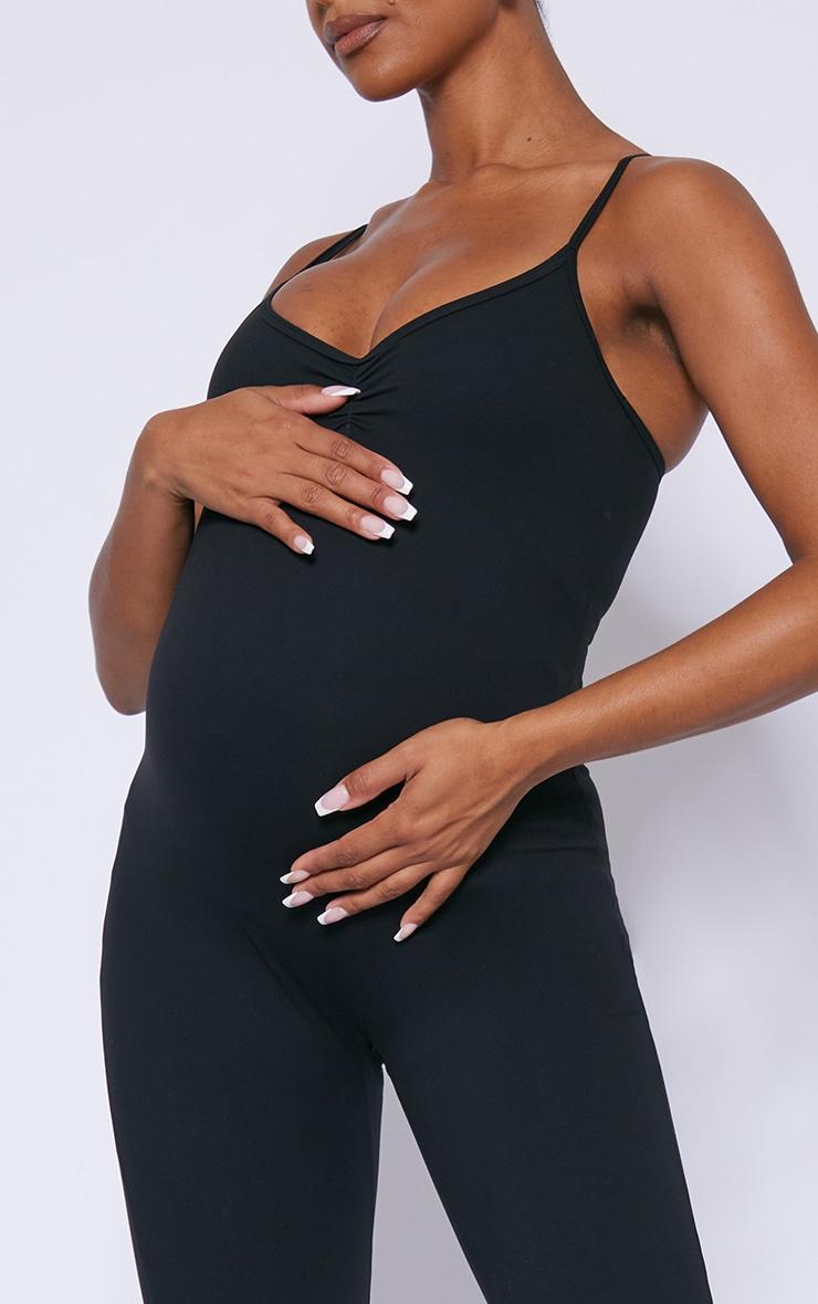 Maternity Black Snatched Sculpt Cami Strap Jumpsuit Product Image