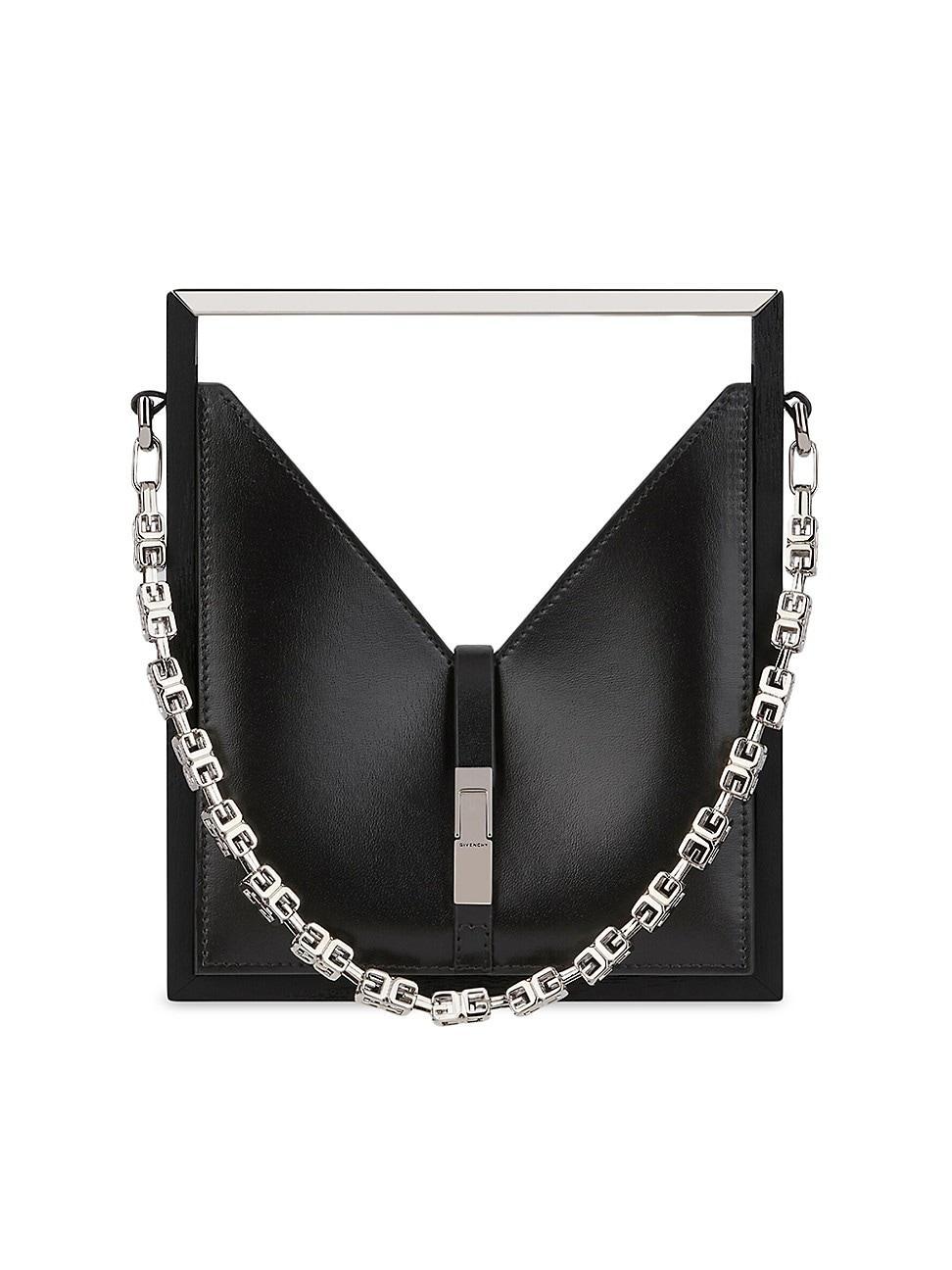 Womens Micro Cut Out Shoulder Bag in Box Leather with Chain Product Image