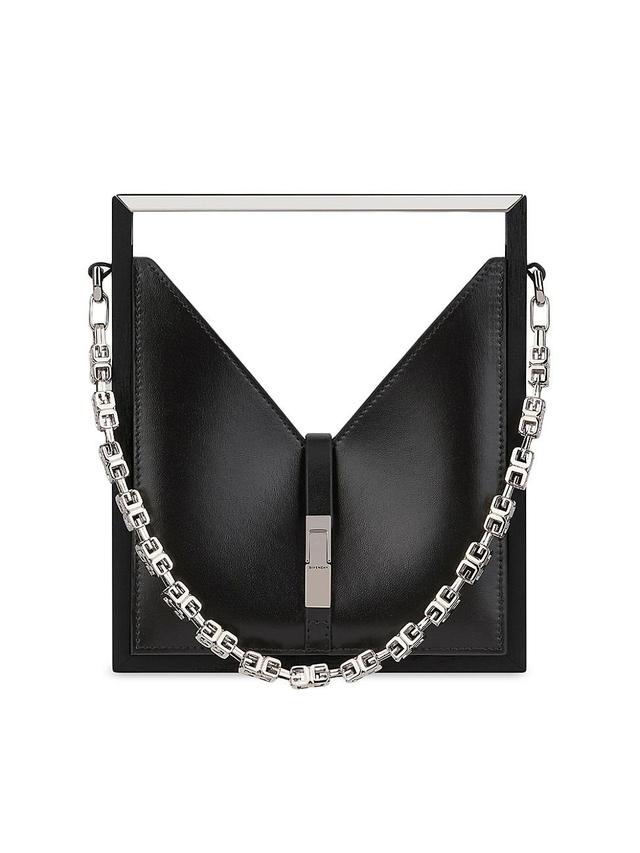 Womens Micro Cut Out Shoulder Bag in Box Leather with Chain Product Image