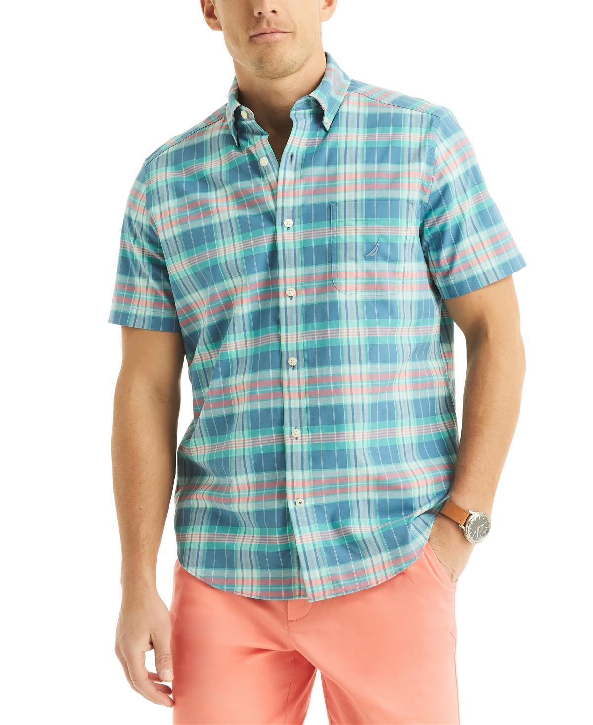 Nautica Mens Plaid Short Sleeve Button-Down Shirt Product Image