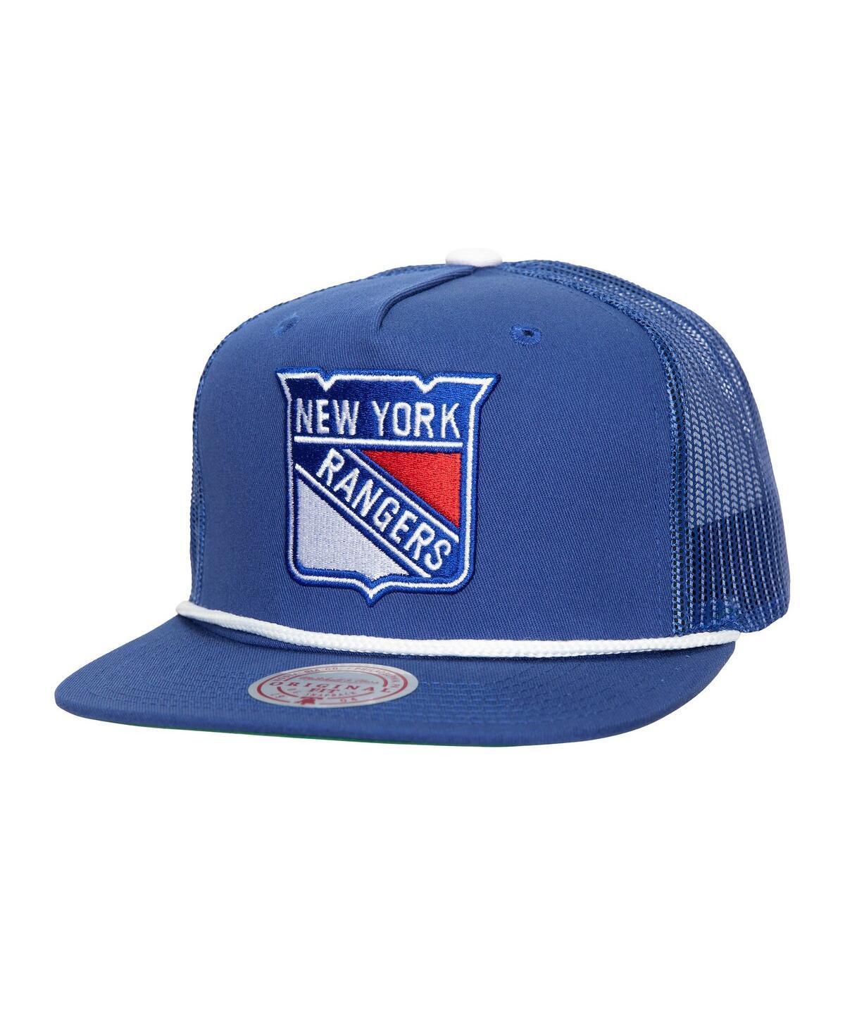 Mitchell & Ness Mens Blue New York Rangers Roper Trucker Snapback Hat Product Image