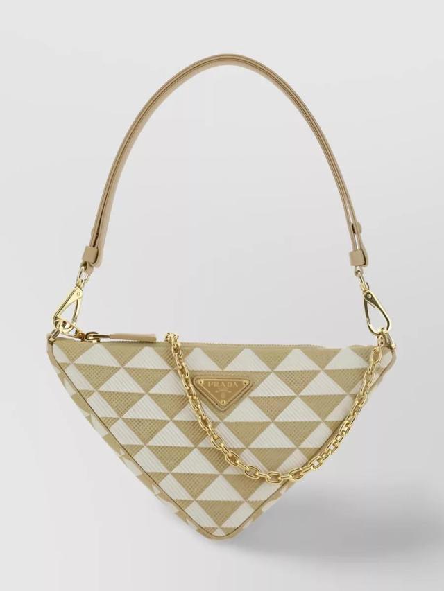 Triangle-logo Embroidered Bag In Multicoloured Product Image