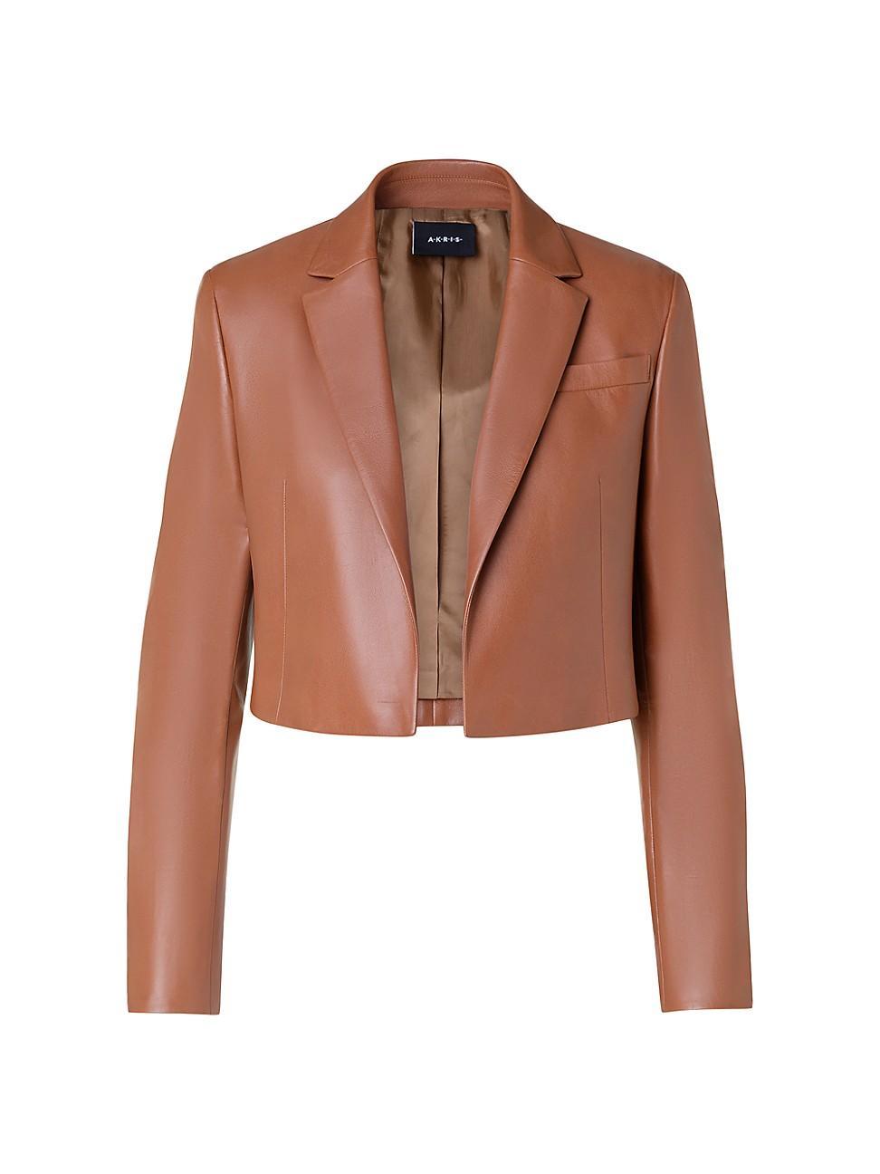 Womens Gian Leather Crop Jacket Product Image