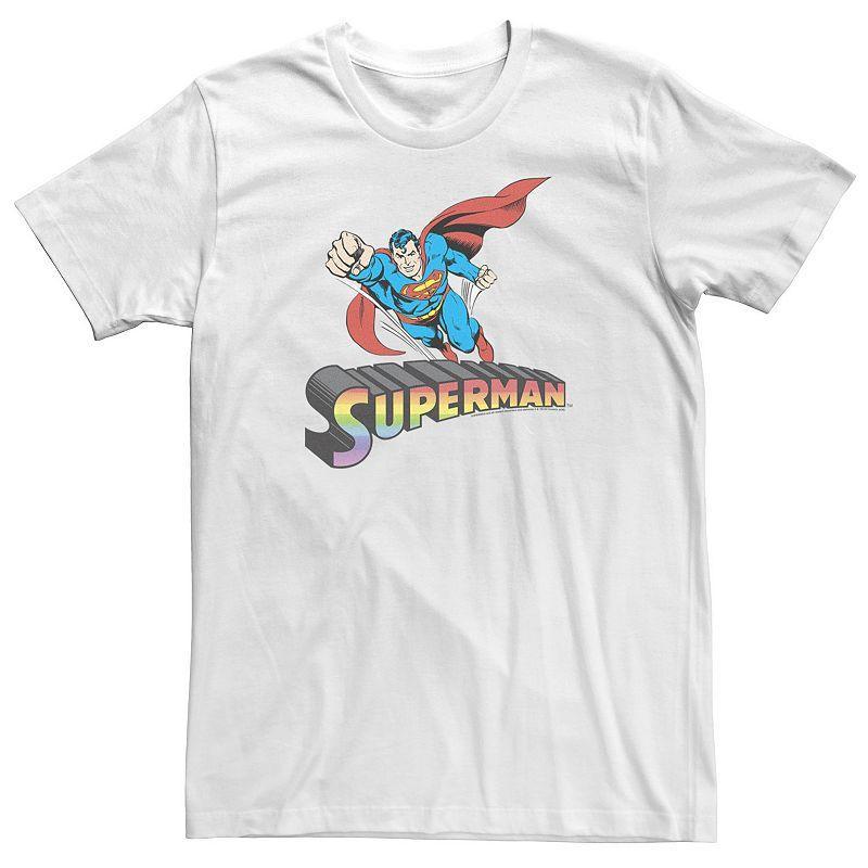 Big & Tall DC Comics Pride Superman Flight Rainbow Logo Tee, Mens, Size: 3XL, White Product Image