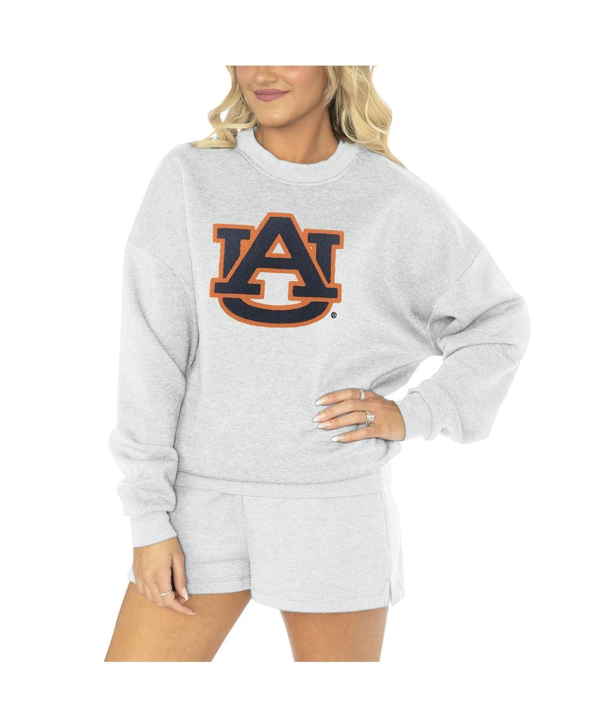 Womens Gameday Couture Ash Auburn Tigers Team Effort Pullover Sweatshirt & Shorts Sleep Set product image