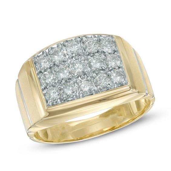 Men's 1 CT. T.w. Diamond Square Composite Ring in 10K Gold Product Image