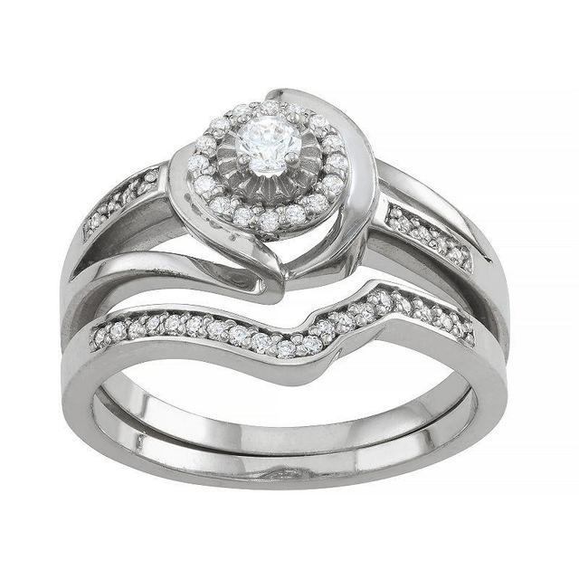 Tiara Sterling Silver 1/3 Carat T.W. Diamond Engagement Ring Set, Womens White Product Image