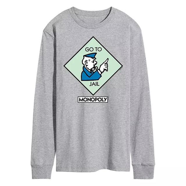 Mens Monopoly Go To Jail Square Long Sleeve Graphic Tee Product Image