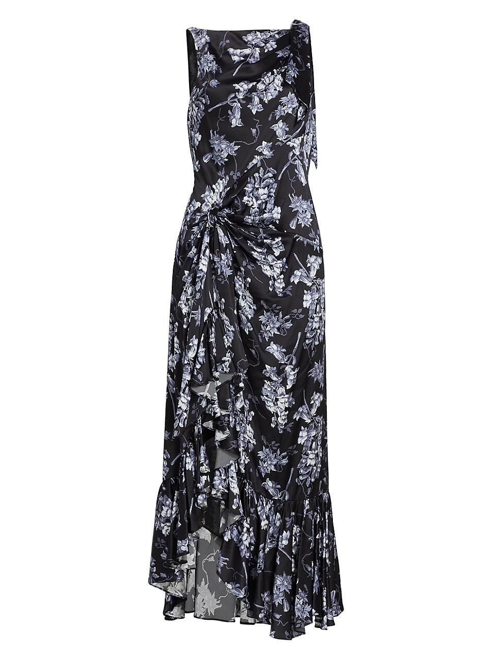 Womens Anwen Floral Silk Midi-Dress Product Image