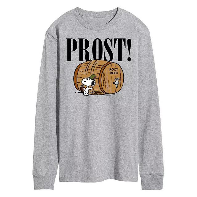 Mens Peanuts Octoberfest Prost! Snoopy Root Beer Long Sleeve Graphic Tee Product Image