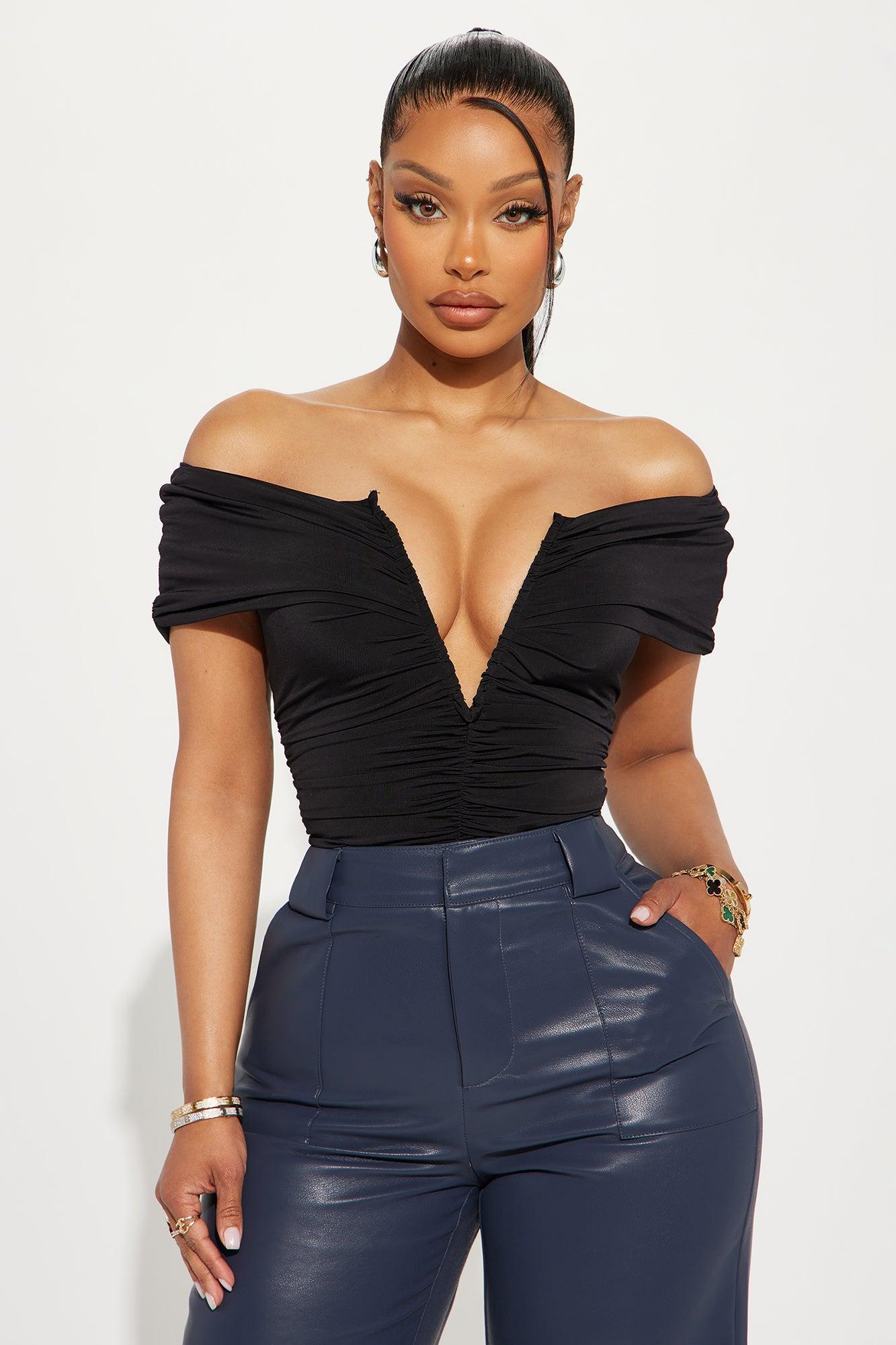 What You Wanted Ruched Bodysuit - Black Product Image