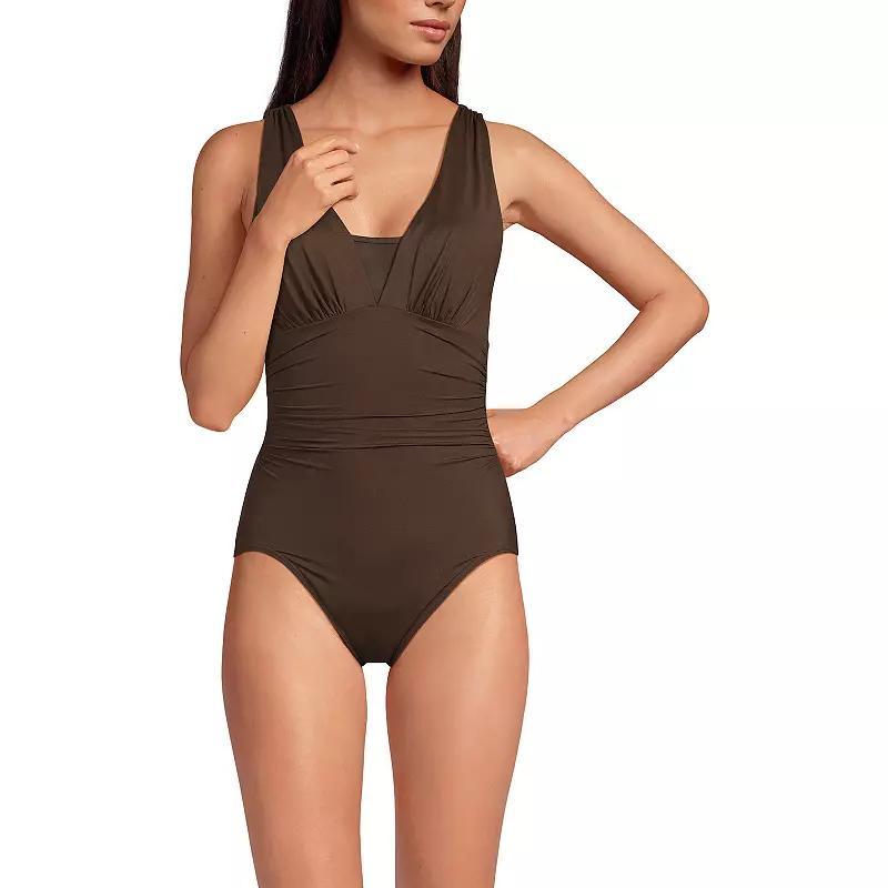 Womens Lands End Long SlenderSuit Grecian Tummy Control Chlorine Resistant One Piece Swimsuit Product Image