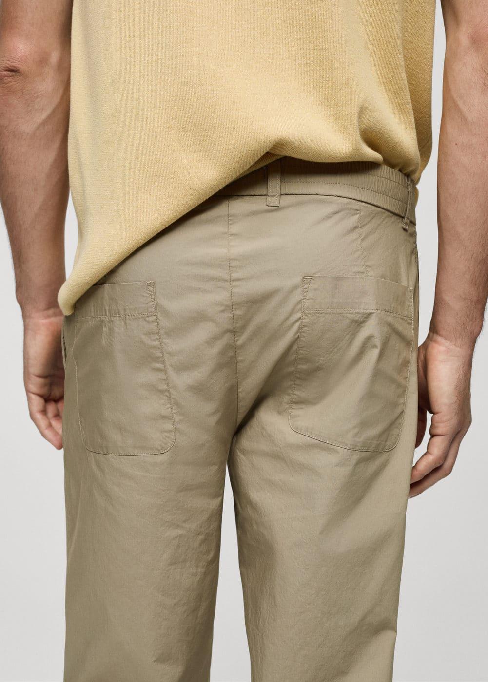 MANGO MAN - Drawstring cotton trousers mink greyMen Product Image