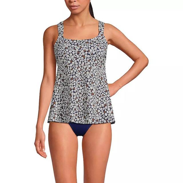 Womens Lands End Flutter Empire UPF 50 Tankini Swimsuit Top Green Painted Flower Product Image