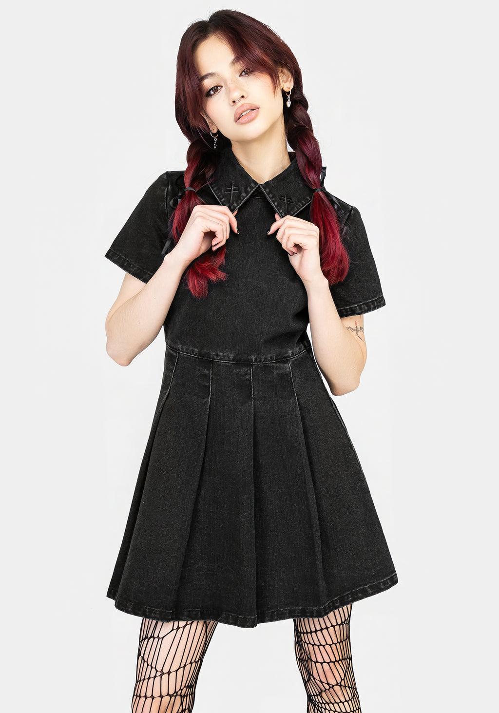 Elsa Denim Pleated Mini Dress Product Image