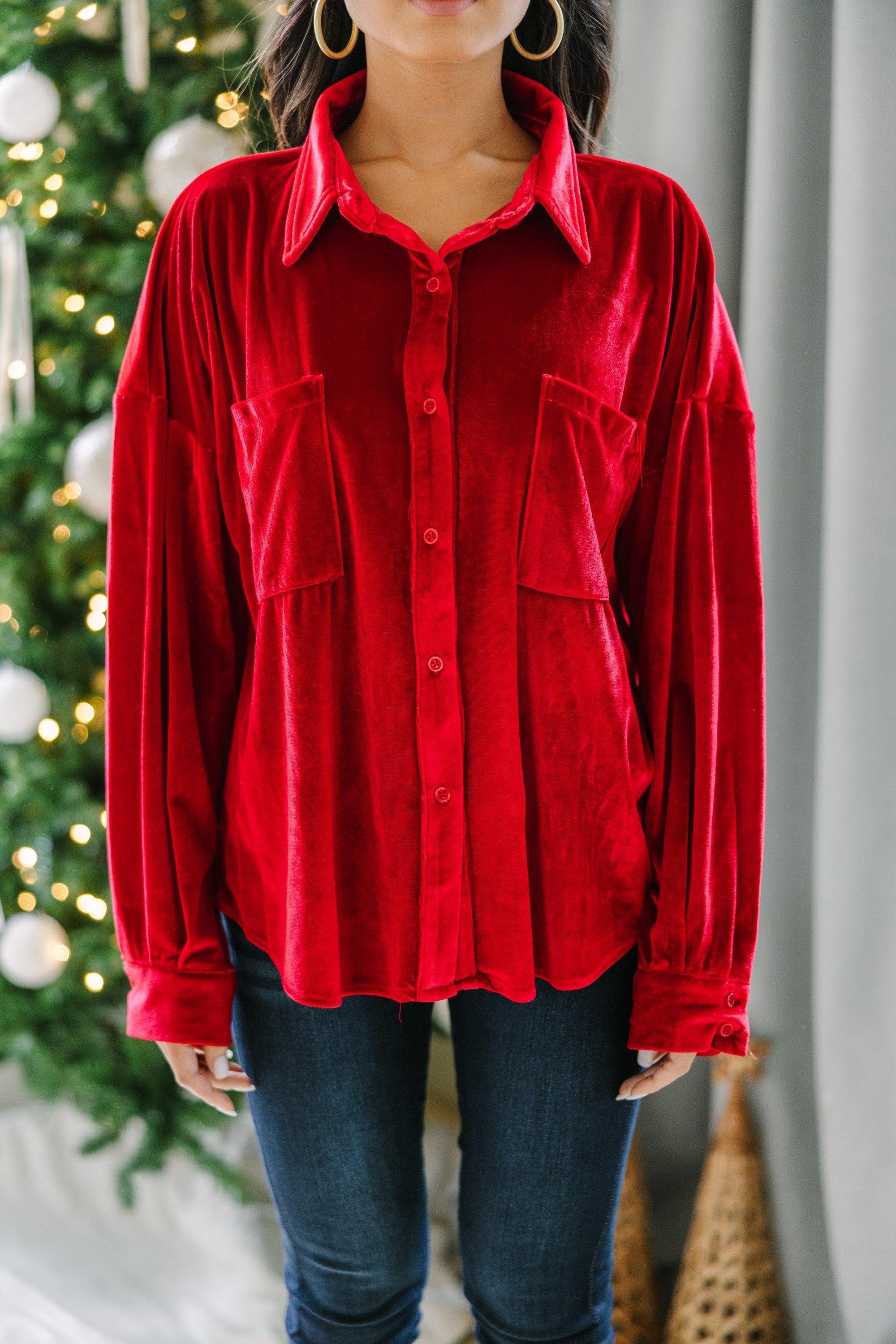 Looking At You Red Velvet Blouse Female Product Image