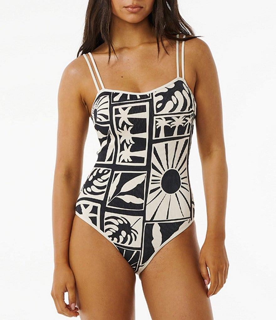 Rip Curl Santorini Sun Allover Print Square Neck Underwire One Piece Swimsuit Product Image