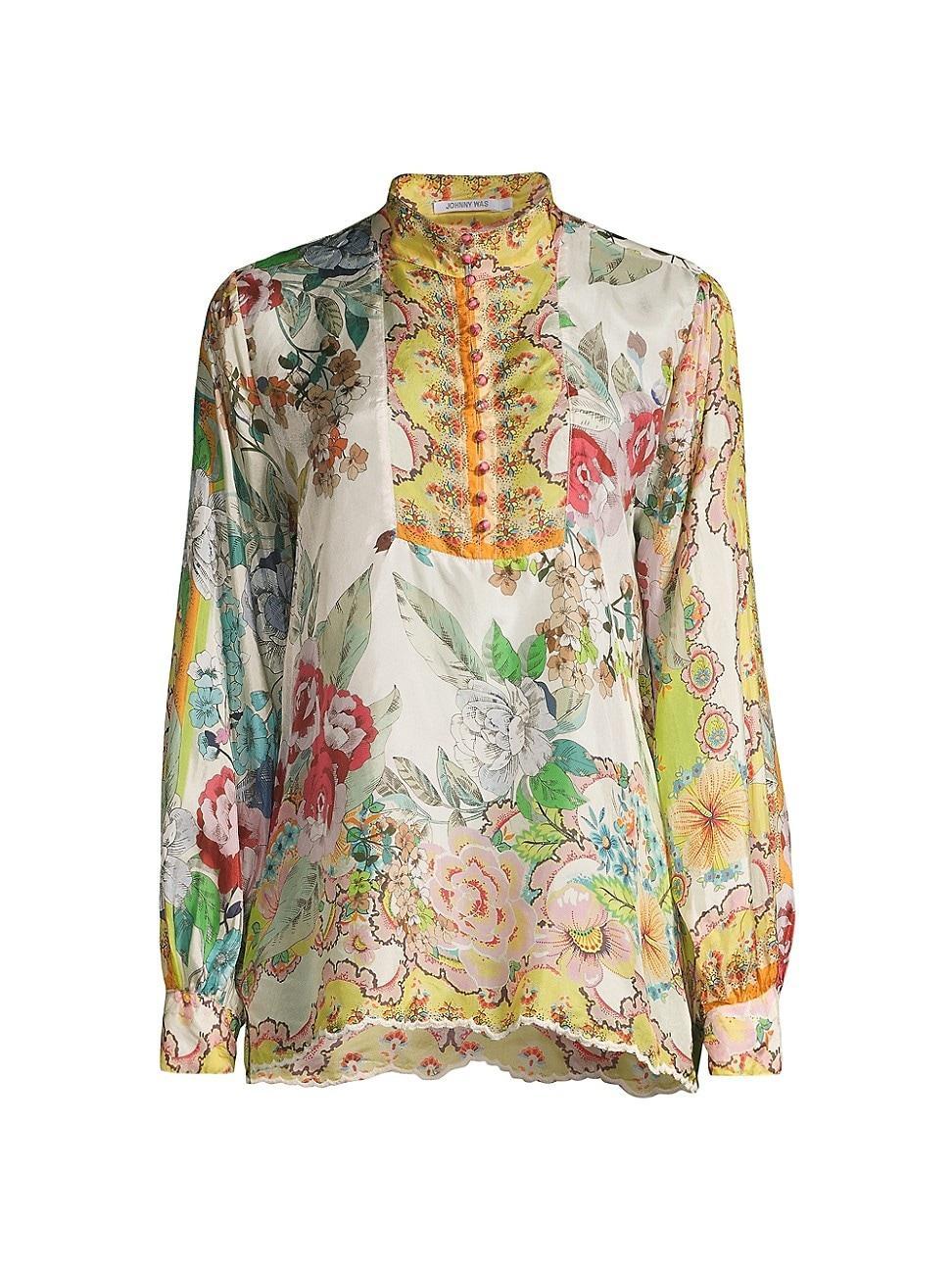 Womens Rossy Abby Floral Silk Blouse Product Image