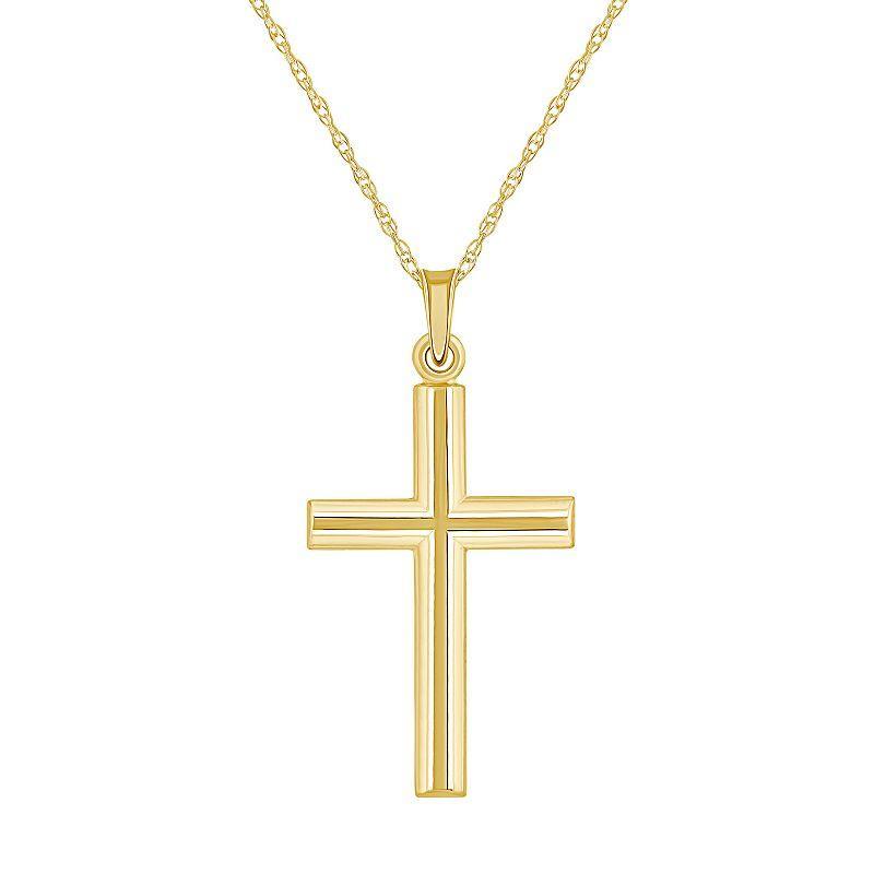 14k Gold Cross Pendant Necklace, Womens Yellow Product Image