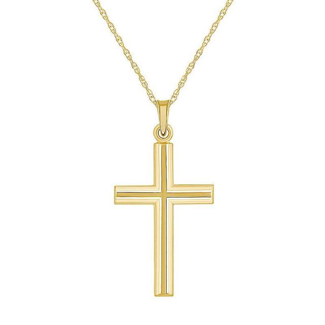 14k Gold Cross Pendant Necklace, Womens Yellow Product Image