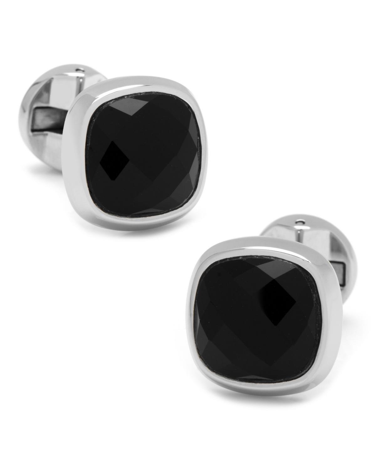 Mens Faceted Onyx Cushion Cufflinks Product Image