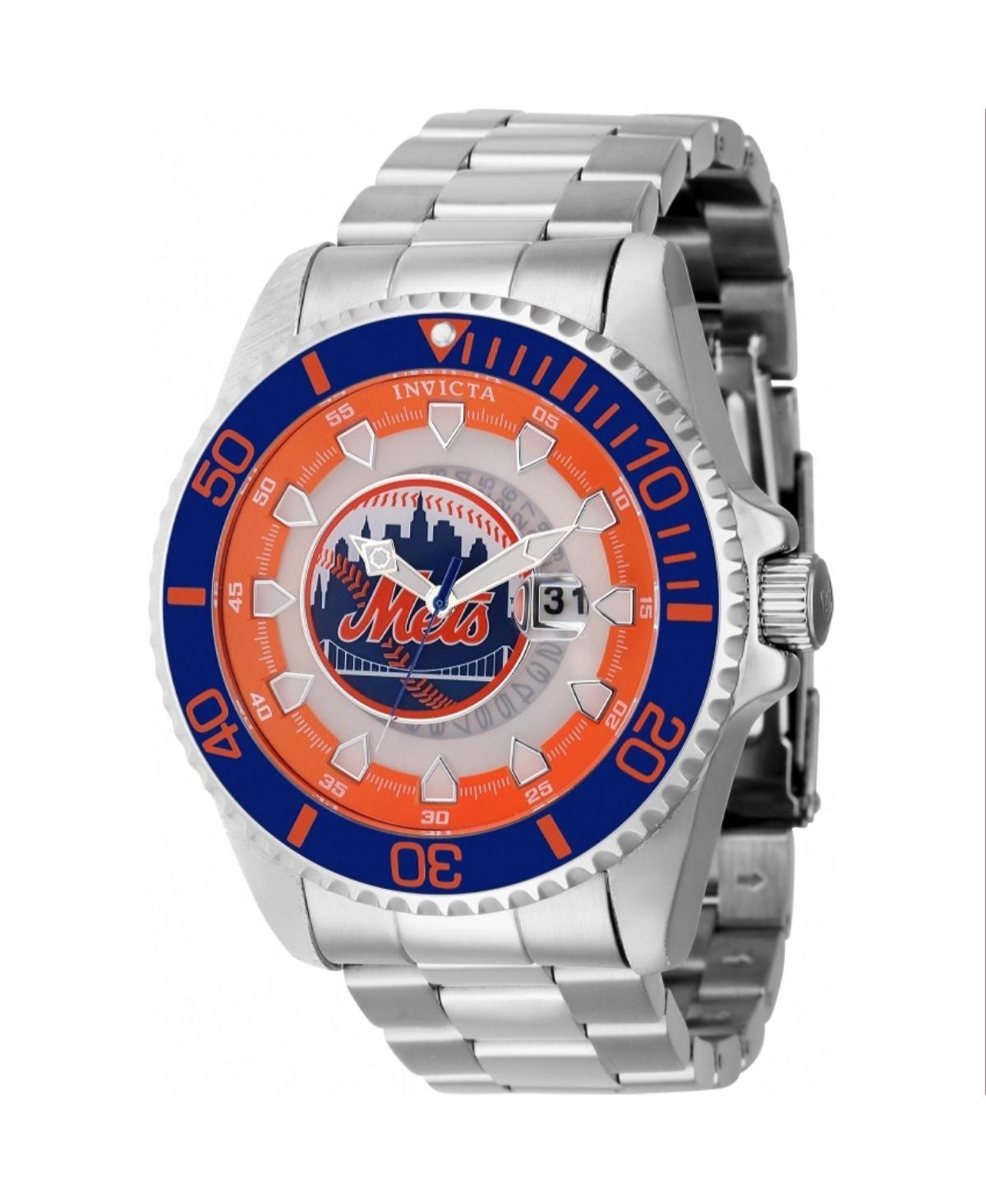 Invicta Mens 43471 Mlb New York Mets Quartz Multifunction Blue, White, Silver, Orange Dial Watch - Blue Product Image