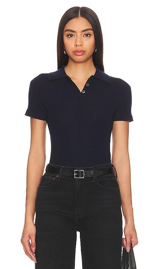 Guest In Residence Shrunken Polo Top Black. (also in XL). Product Image