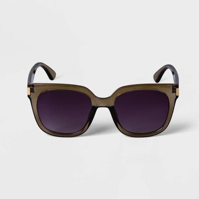 Womens Crystal Square Sunglasses - A New Day Olive Green Product Image