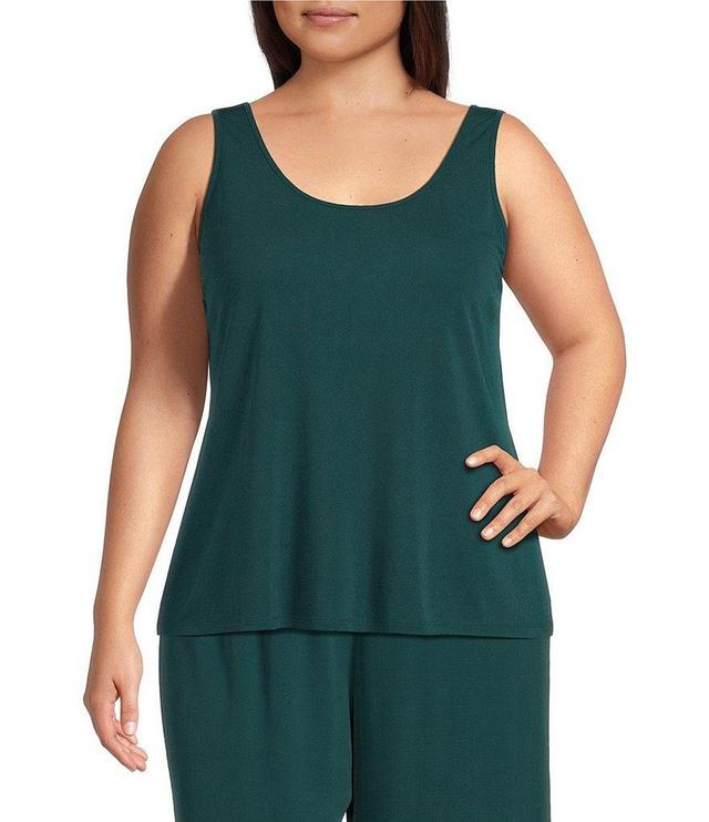 Eileen Fisher Plus Size Stretch Silk Jersey Scoop Neck Tank Product Image