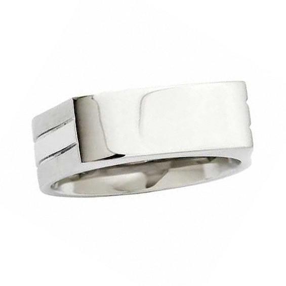 Men's 8.0mm Identification Plate Ring in Stainless Steel Product Image