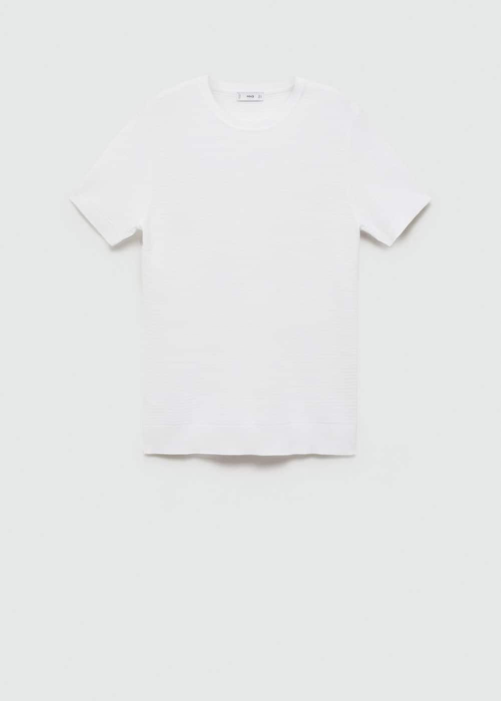 MANGO MAN - Tencel braided knit t-shirt whiteMen Product Image