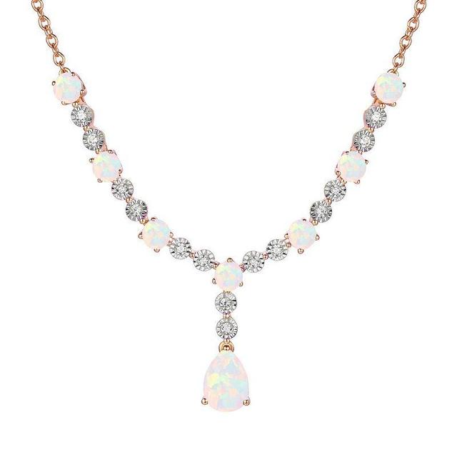 14k Rose Gold Over Silver Lab-Created Opal Necklace, Womens Product Image