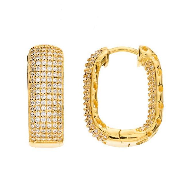 Rosabella Gold Tone Sterling Silver Cubic Zirconia Huggie Hoop Earrings, Womens Product Image