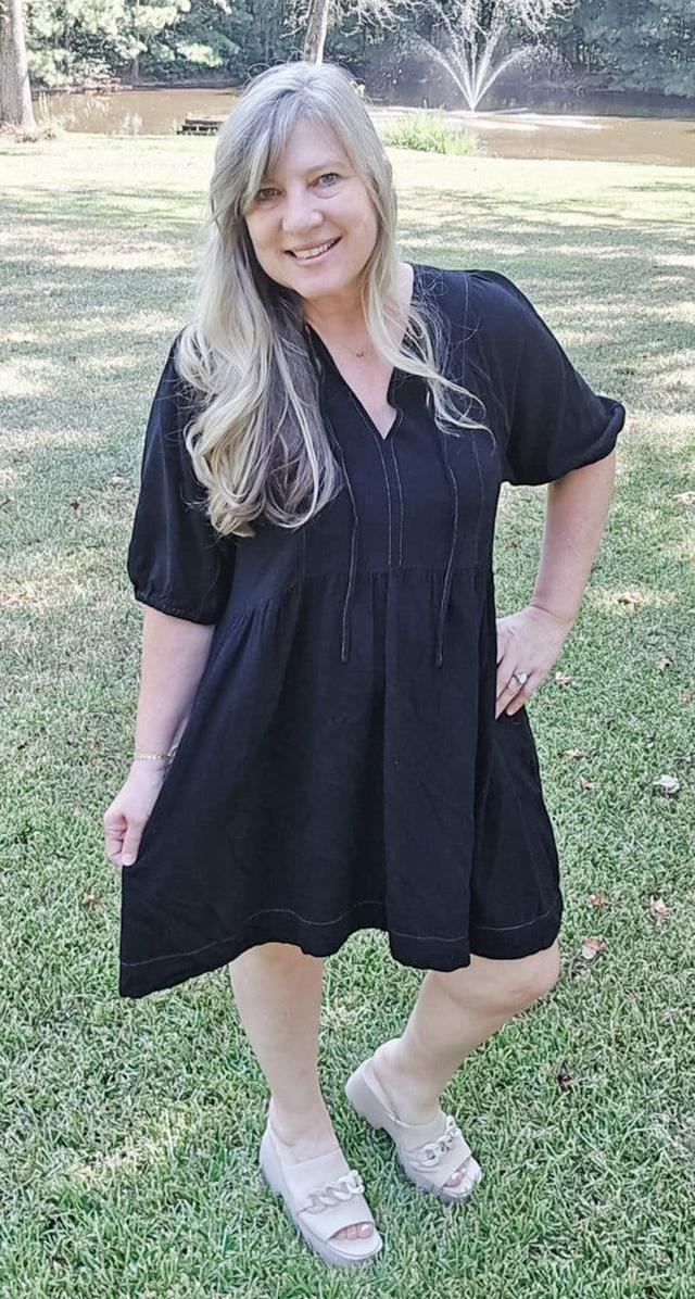 Say You Will Black Linen Plus Size Dress (XL to 2XL) Product Image